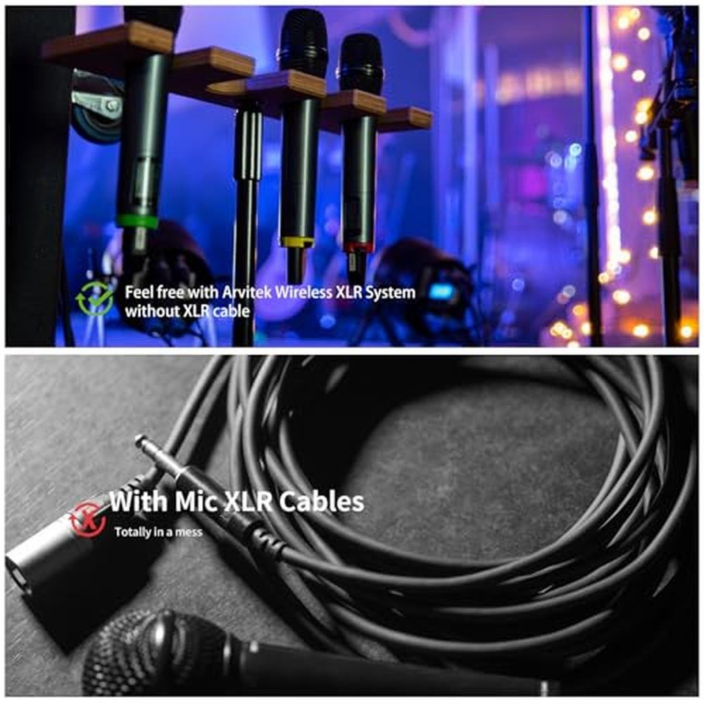 XLR Microphone: Arvitek Wireless Transmitter & Receiver UHF – Close-up Detail
