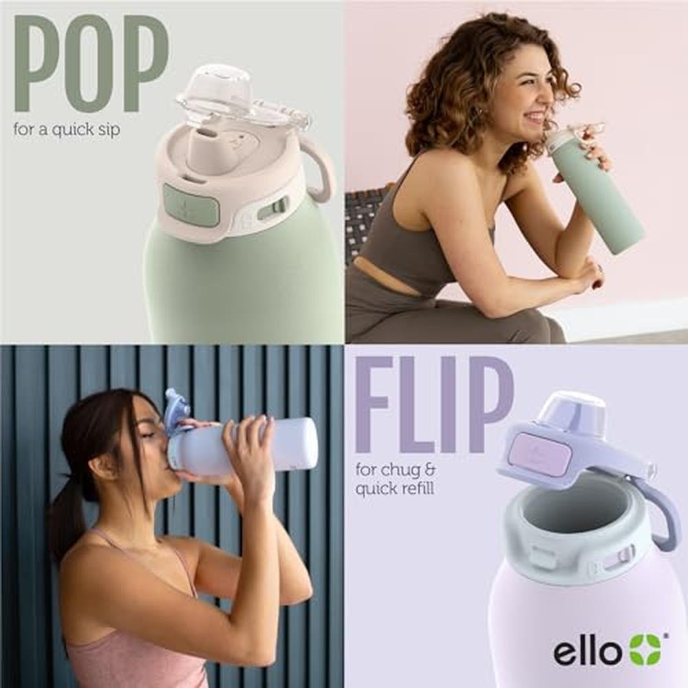 Ello Pop & Fill 32oz: Stainless Steel Water Bottle with – In Use