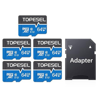 64GB Topesel: Topesel 5-Pack Micro SD Card Class 10 Micro – Front View
