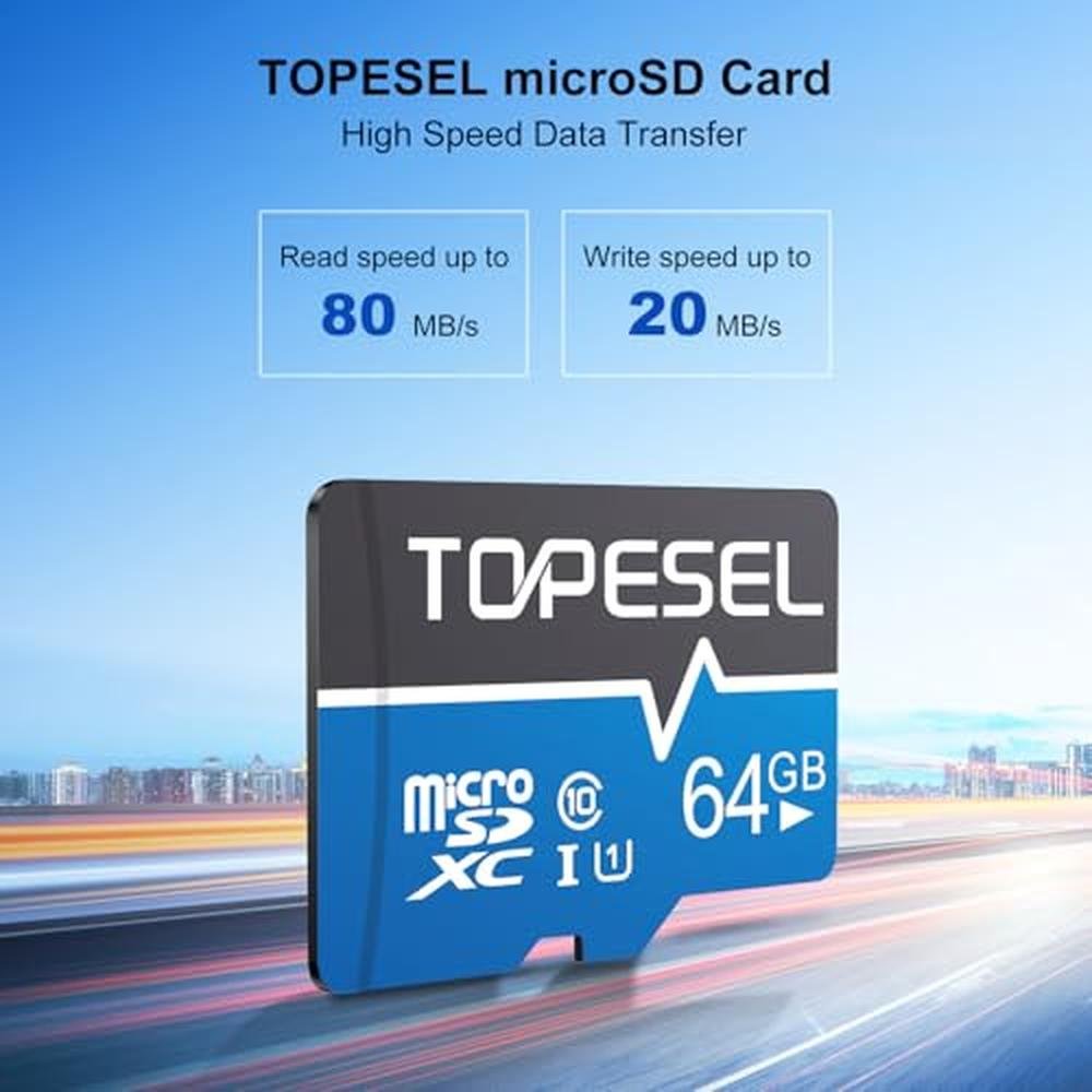 64GB Topesel: Topesel 5-Pack Micro SD Card Class 10 Micro – Side View