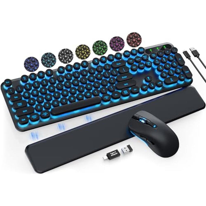 Wireless Keyboard Mouse: Trueque Upgraded 2.4GHz Cordless – Front View