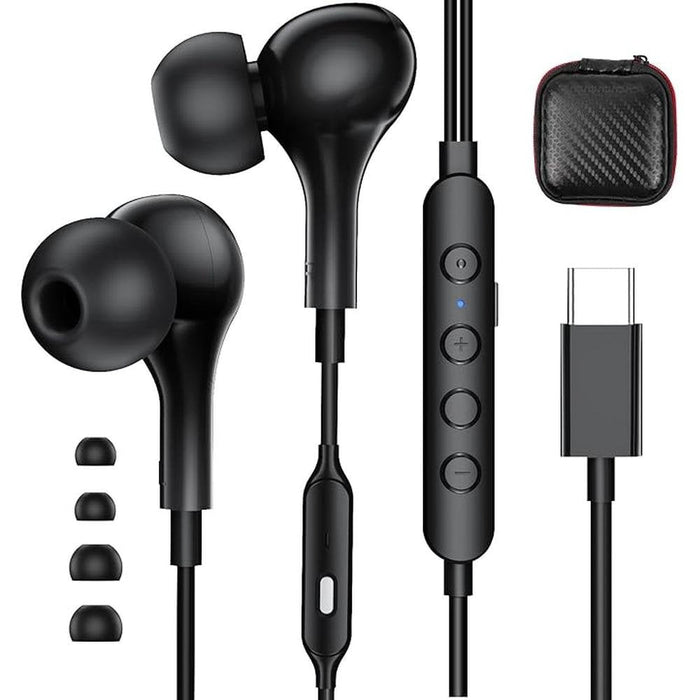 USB C Headphone: Voice Changer Earbuds Wired with Mic – Front View
