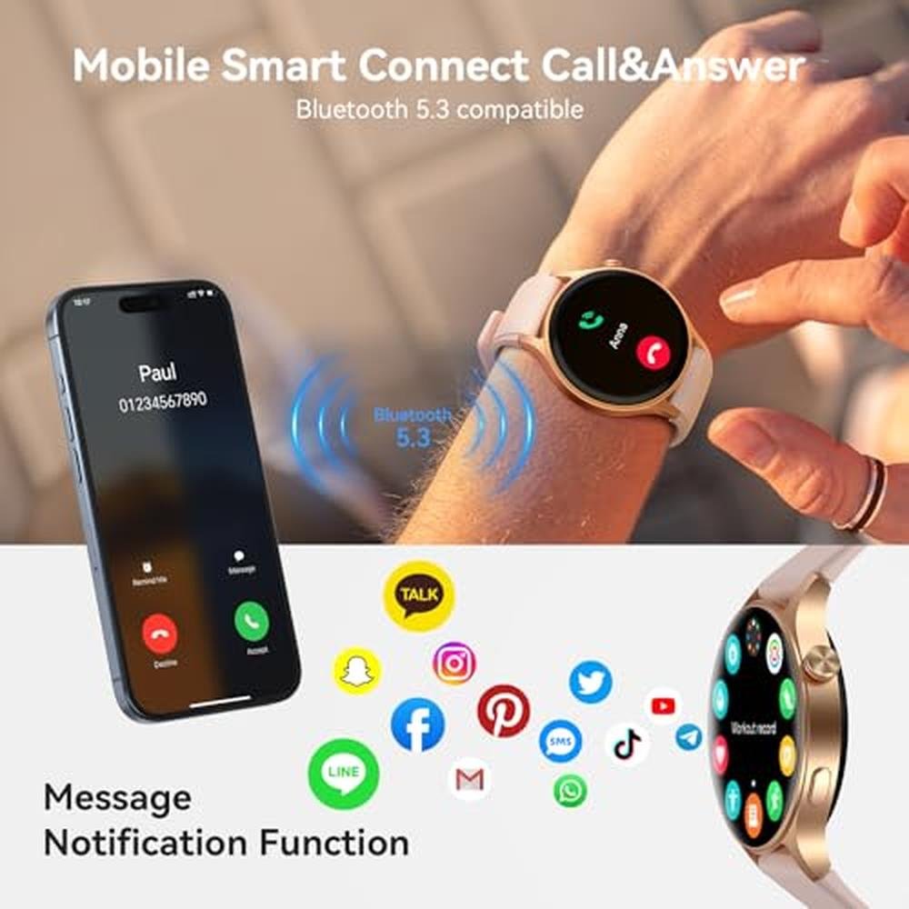 43mm Women's Smart Watch: Premium AMOLED Display – Side View