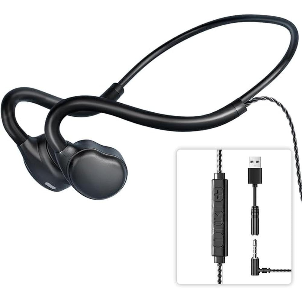 3.5mm Open Ear Headphones Wired headphones with Mic – Front View