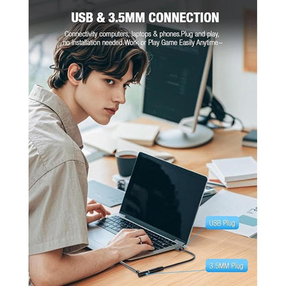 3.5mm Open Ear Headphones Wired headphones with Mic – Side View