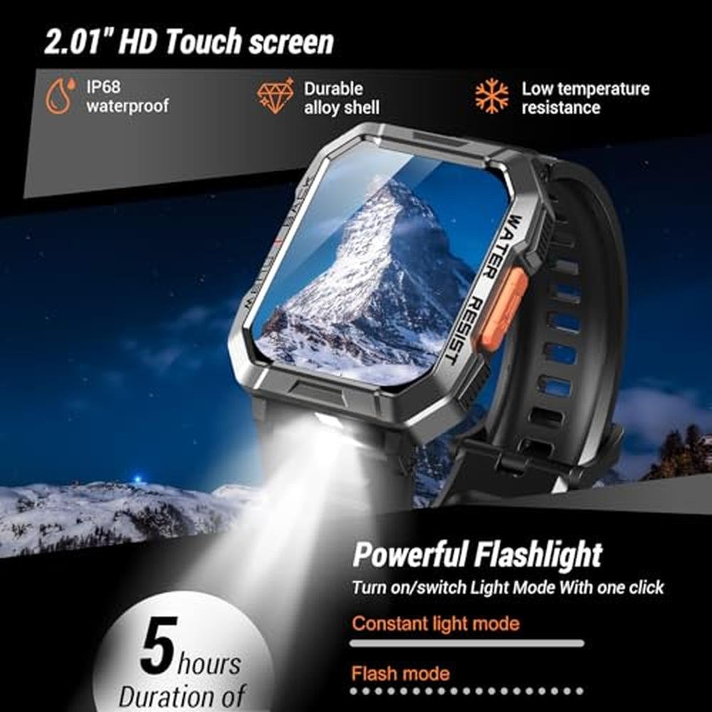 Watch 100: Military Smart Watch for Men 2.01'' – Side View