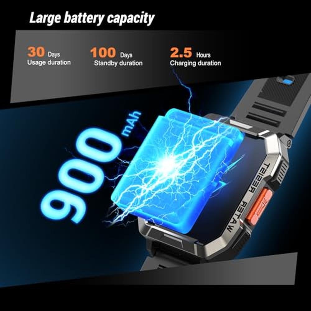 Watch 100: Military Smart Watch for Men 2.01'' – Close-up Detail