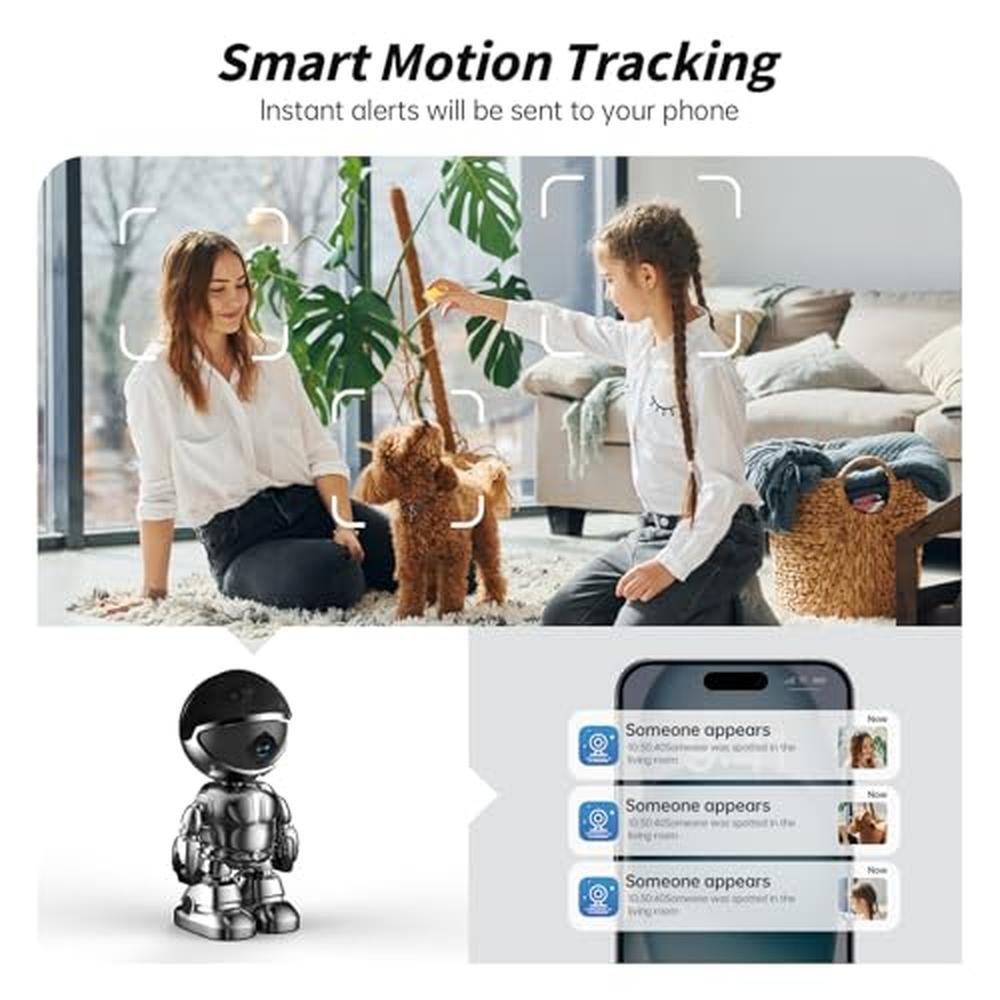 Indoor Camera Robot: 2K 5G 2.4GHz WiFi Pet Robot Cam with – Close-up Detail