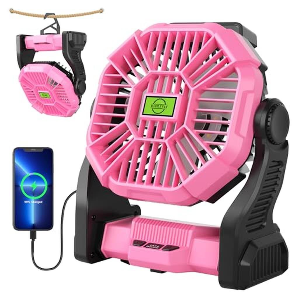 Battery Fan: TDLOL Rechargeable Cordless Camping Fan with – Front View