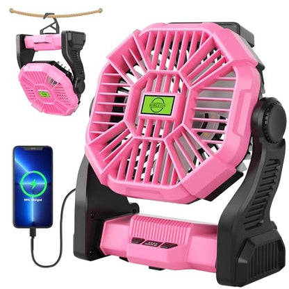 Battery Fan: TDLOL Rechargeable Cordless Camping Fan with – Front View