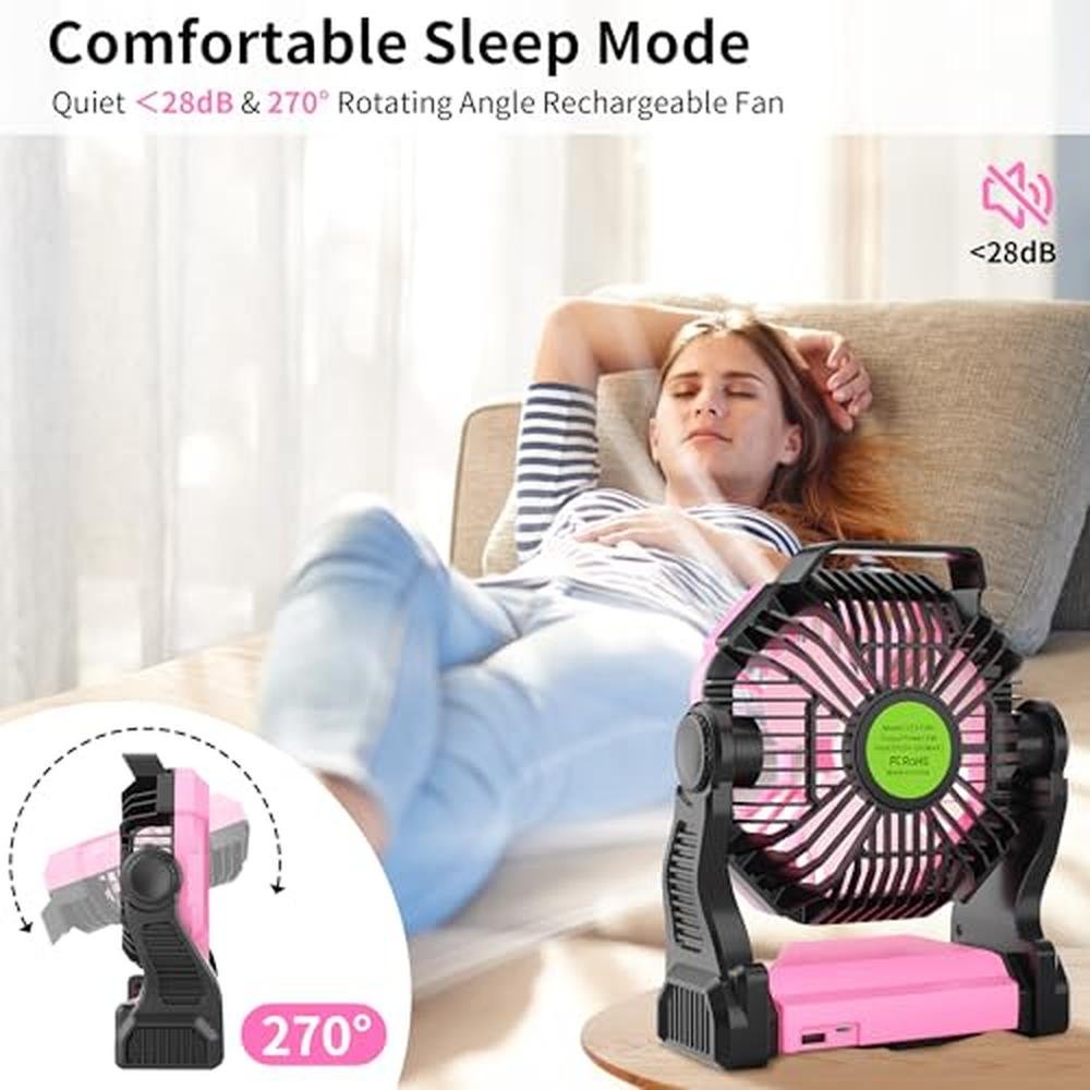Battery Fan: TDLOL Rechargeable Cordless Camping Fan with – Close-up Detail