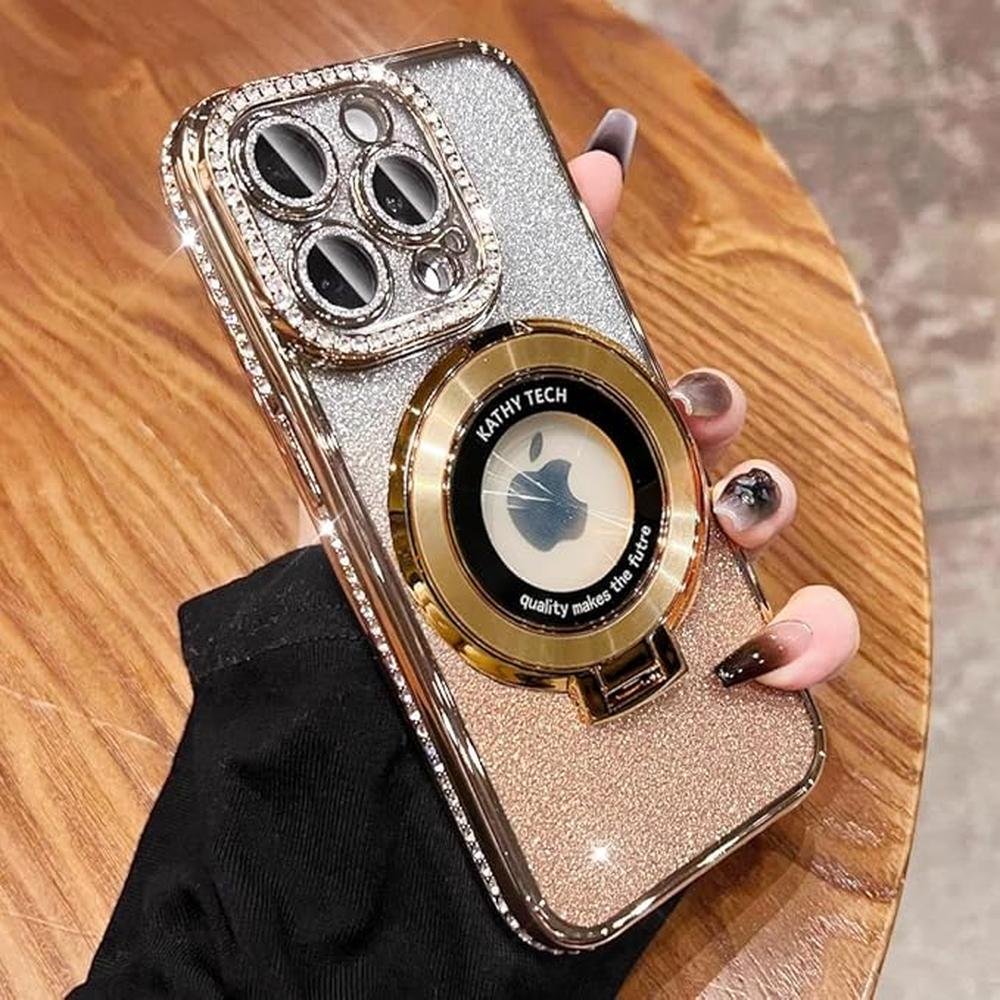Glitter iPhone Case: OUROL Magnetic Kickstand Glitter Lens – Side View