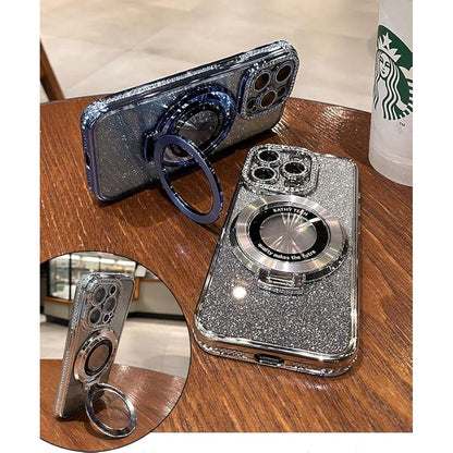 Glitter iPhone Case: OUROL Magnetic Kickstand Glitter Lens – Close-up Detail