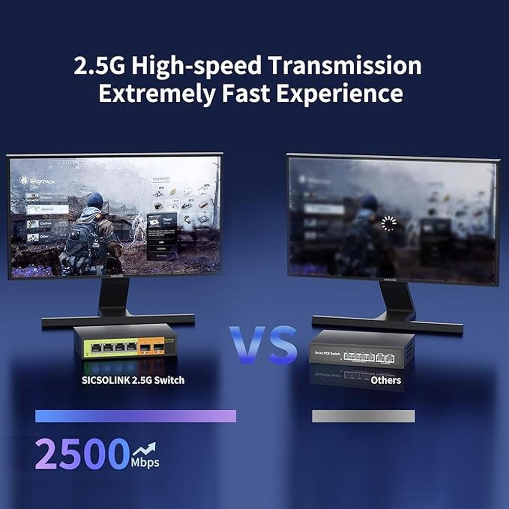 6 Port 2.5Gb Network Switch: 4x2.5G RJ45 – In Use