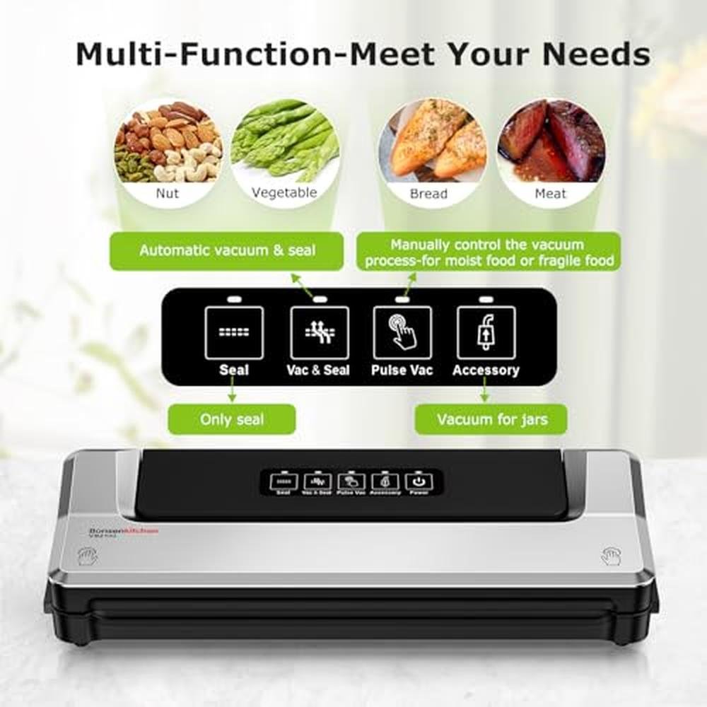 Vacuum Sealer: Bonsenkitchen Compact Food Sealer Machine – Side View