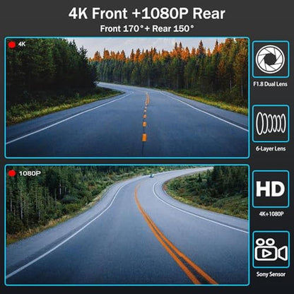 Mirror Dash Cam: 4K Front and 1080P Rear View Dual Dashcam – Side View