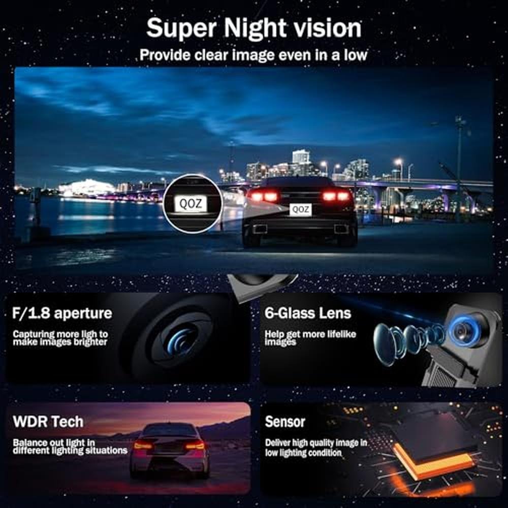 Mirror Dash Cam: 4K Front and 1080P Rear View Dual Dashcam – Close-up Detail