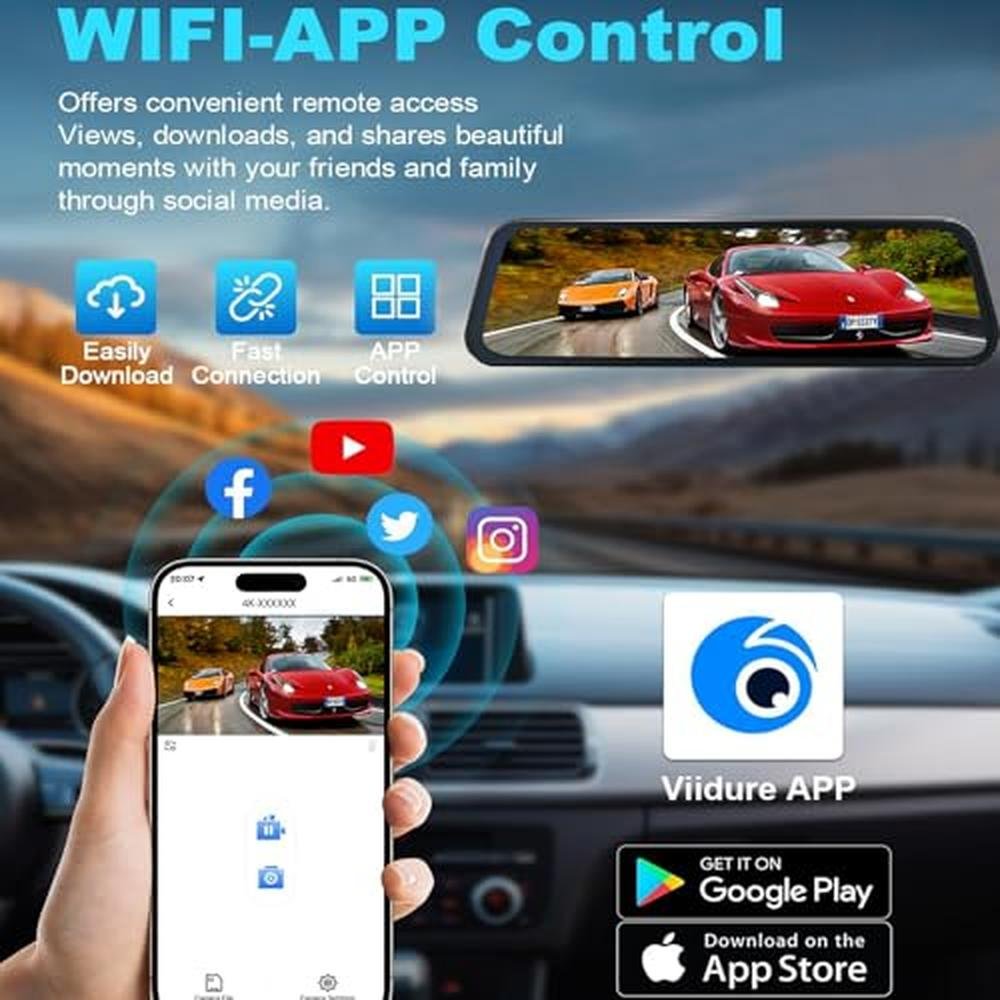 Mirror Dash Cam: 4K Front and 1080P Rear View Dual Dashcam – In Use