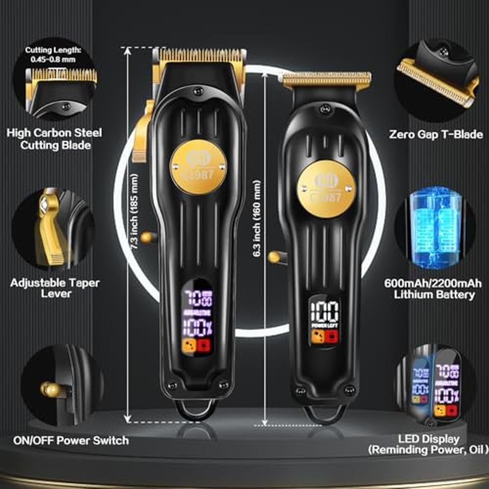 Hair Clippers: Ciicii Mens Hair Clippers and Trimmers Set – Side View