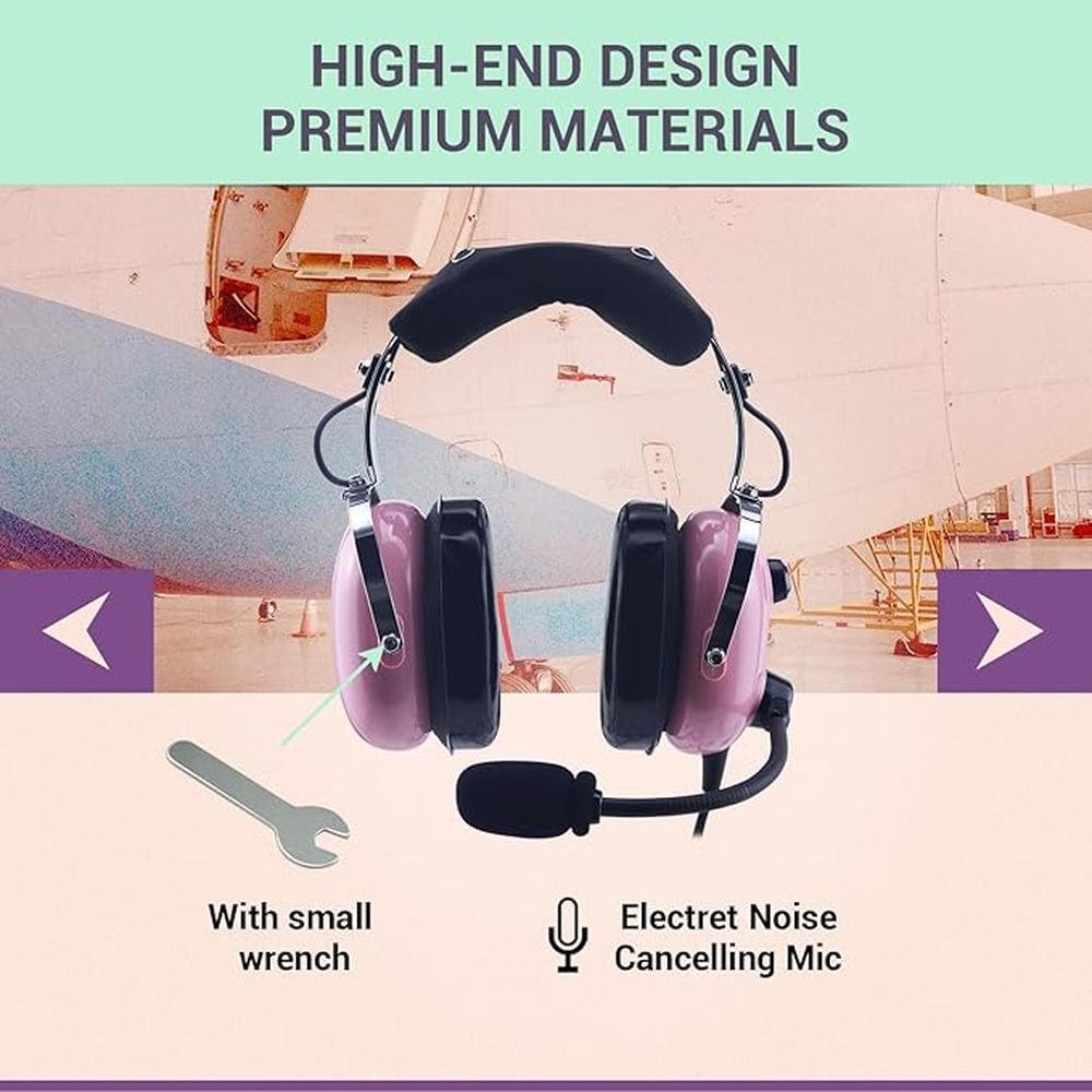 Aviation Headset for Pilots with Mono Sound and Passive – Close-up Detail