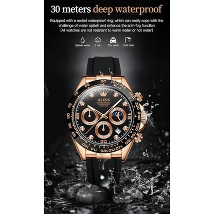 Men Watch: OLEVS Chronograph Diamond Business Dress – In Use