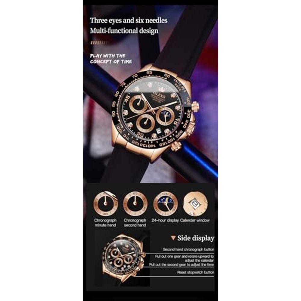 Men Watch: OLEVS Chronograph Diamond Business Dress – Packaging