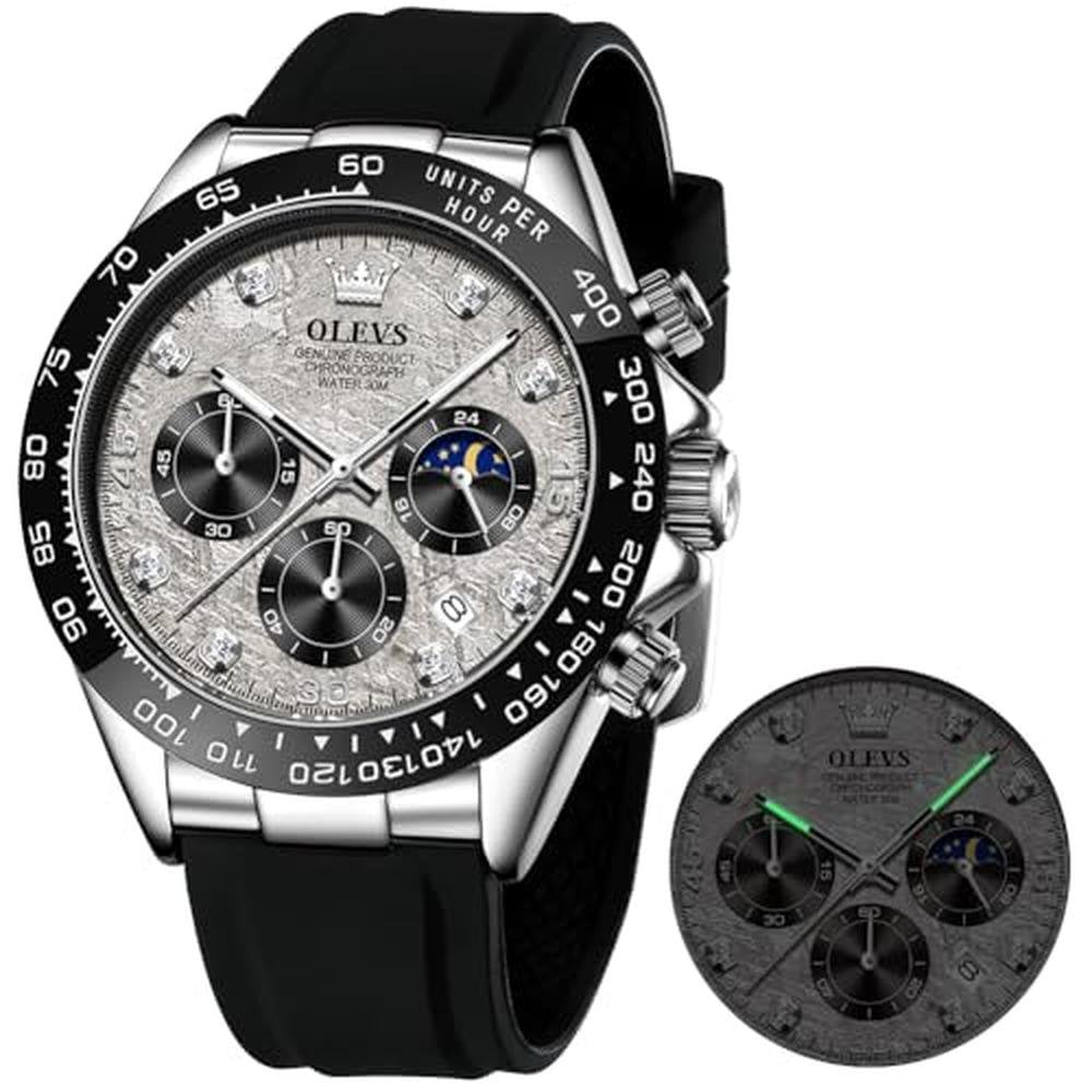 OLEVS Watch Men Luxury Diamond Chronograph Analog Quartz – Front View