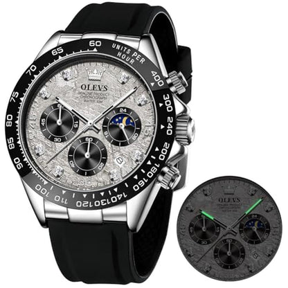 OLEVS Watch Men Luxury Diamond Chronograph Analog Quartz – Front View