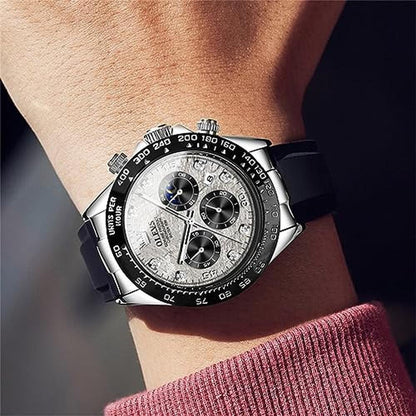 OLEVS Watch Men Luxury Diamond Chronograph Analog Quartz – Side View