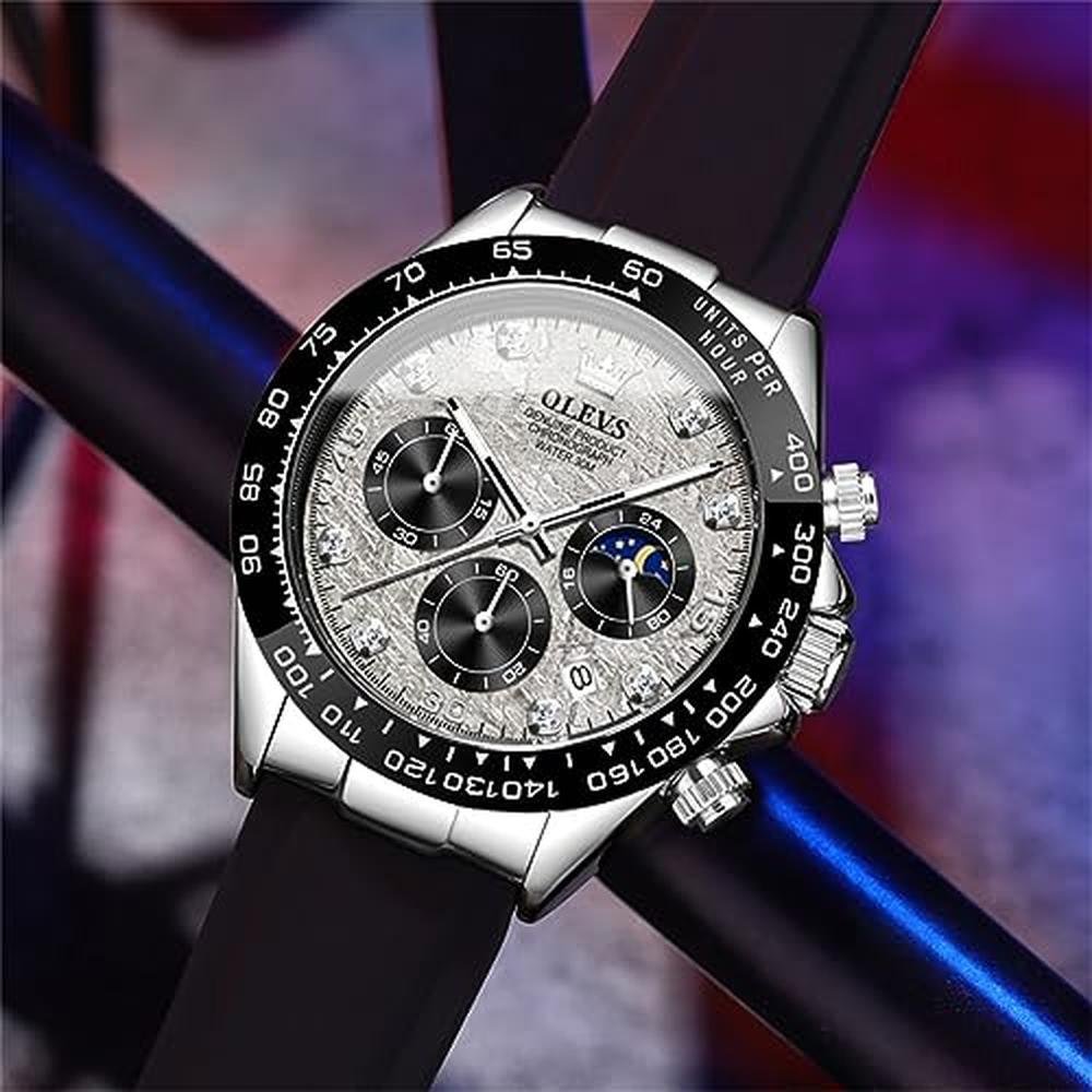 OLEVS Watch Men Luxury Diamond Chronograph Analog Quartz – Close-up Detail