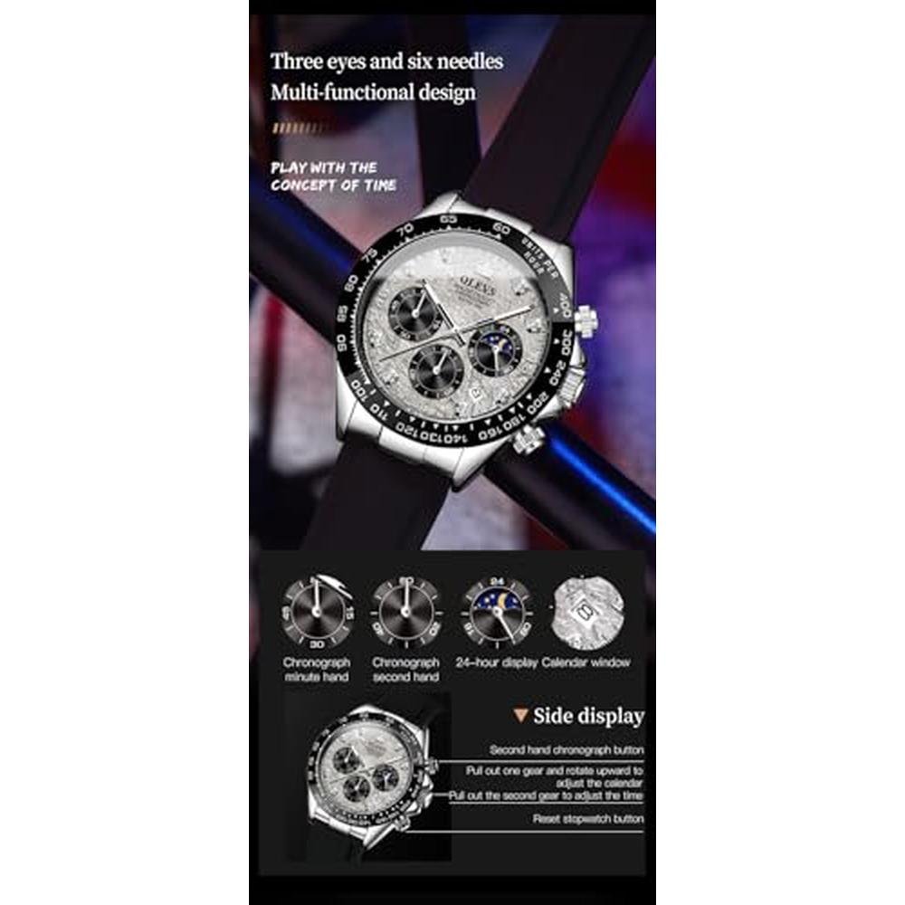 OLEVS Watch Men Luxury Diamond Chronograph Analog Quartz – In Use