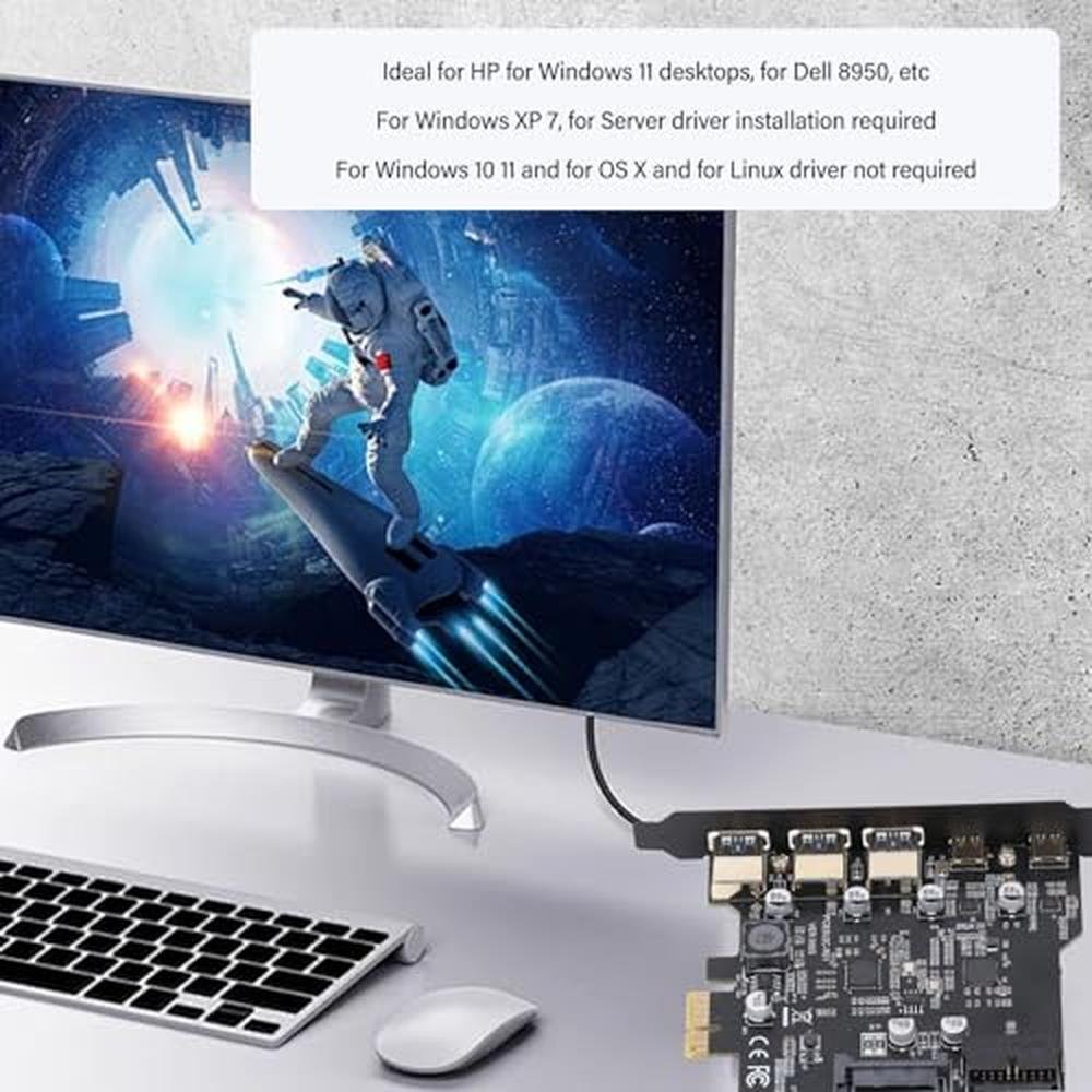 Ports Gowenic: GOWENIC PCIe to USB 3.2 Card with 3 USB A – Side View