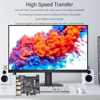 Ports Gowenic: GOWENIC PCIe to USB 3.2 Card with 3 USB A – Close-up Detail