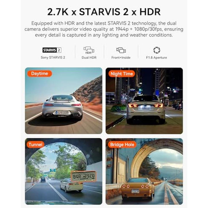 Dash Support: Vantrue N2X 2.7K Dash Cam Front and Inside 5G – Side View