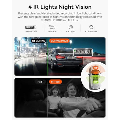 Dash Support: Vantrue N2X 2.7K Dash Cam Front and Inside 5G – Close-up Detail
