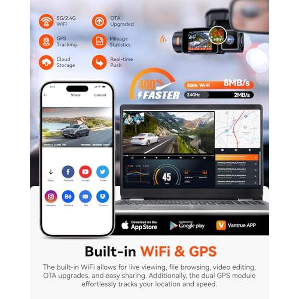 Dash Support: Vantrue N2X 2.7K Dash Cam Front and Inside 5G – In Use