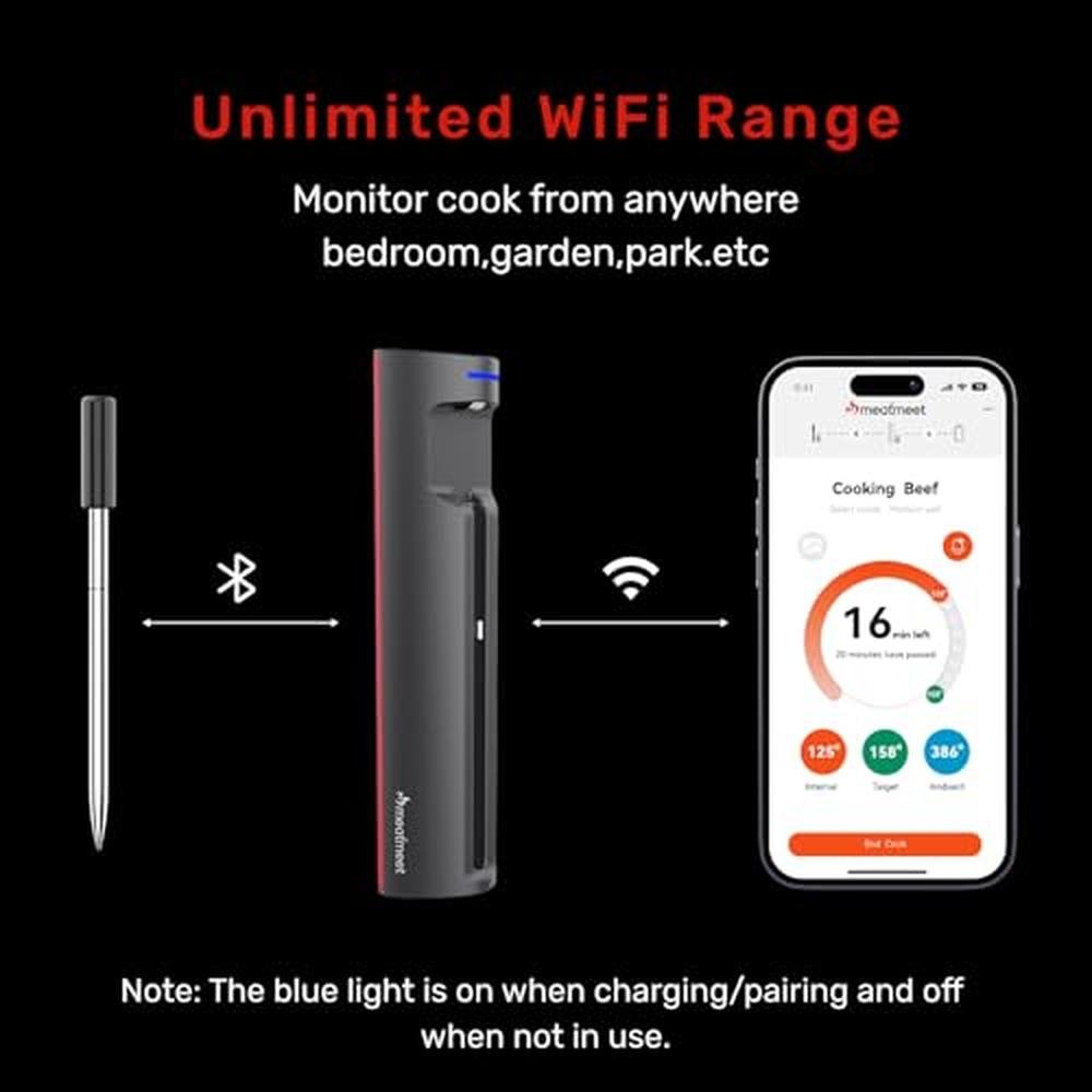 Thermometer Meatmeet: Meatmeet Pro Smart WiFi Wireless Meat – Side View