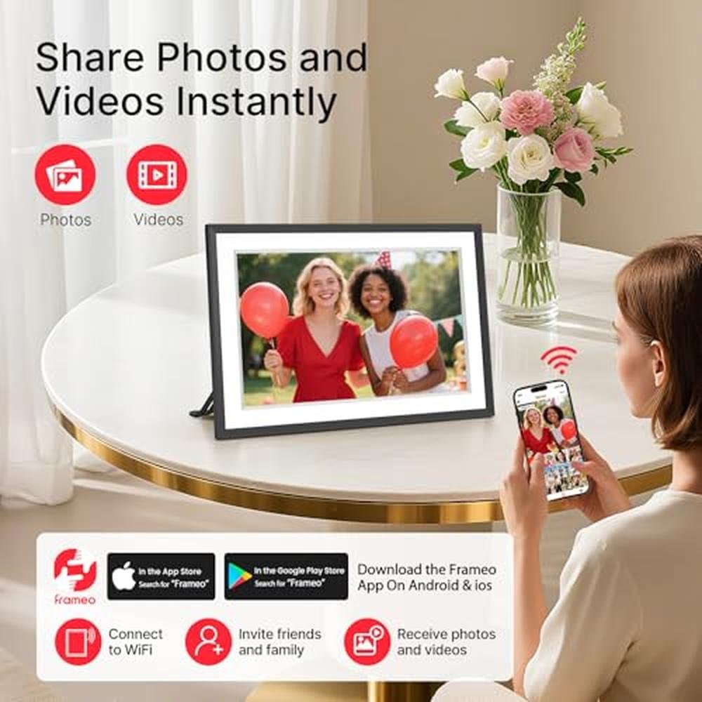 Digital Frame: Frameo 10.1 Digital Picture Frame Smart WiFi – Side View
