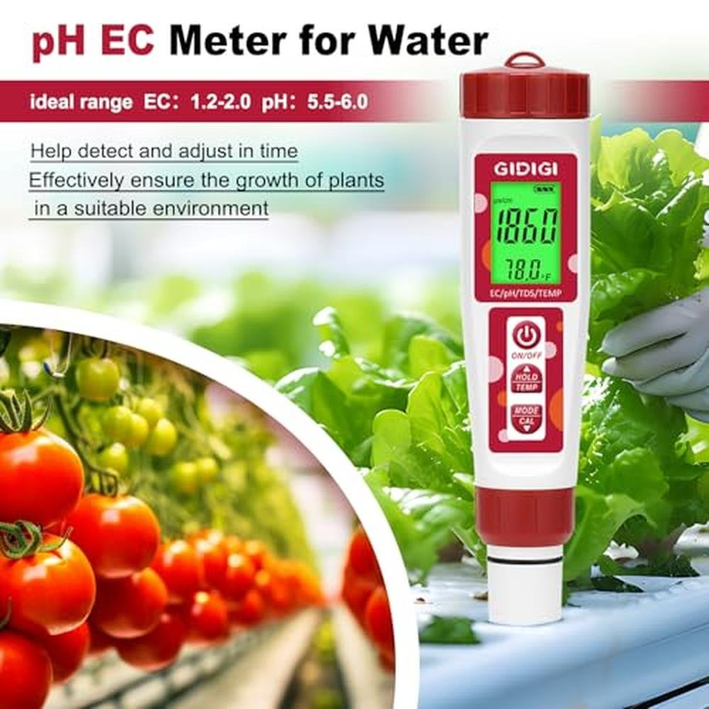 Water Testing Solution: GIDIGI 4-in-1 EC PPM Temp pH Tester – Close-up Detail