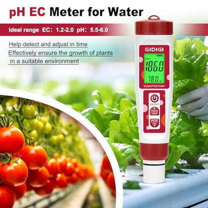 Water Testing Solution: GIDIGI 4-in-1 EC PPM Temp pH Tester – Close-up Detail