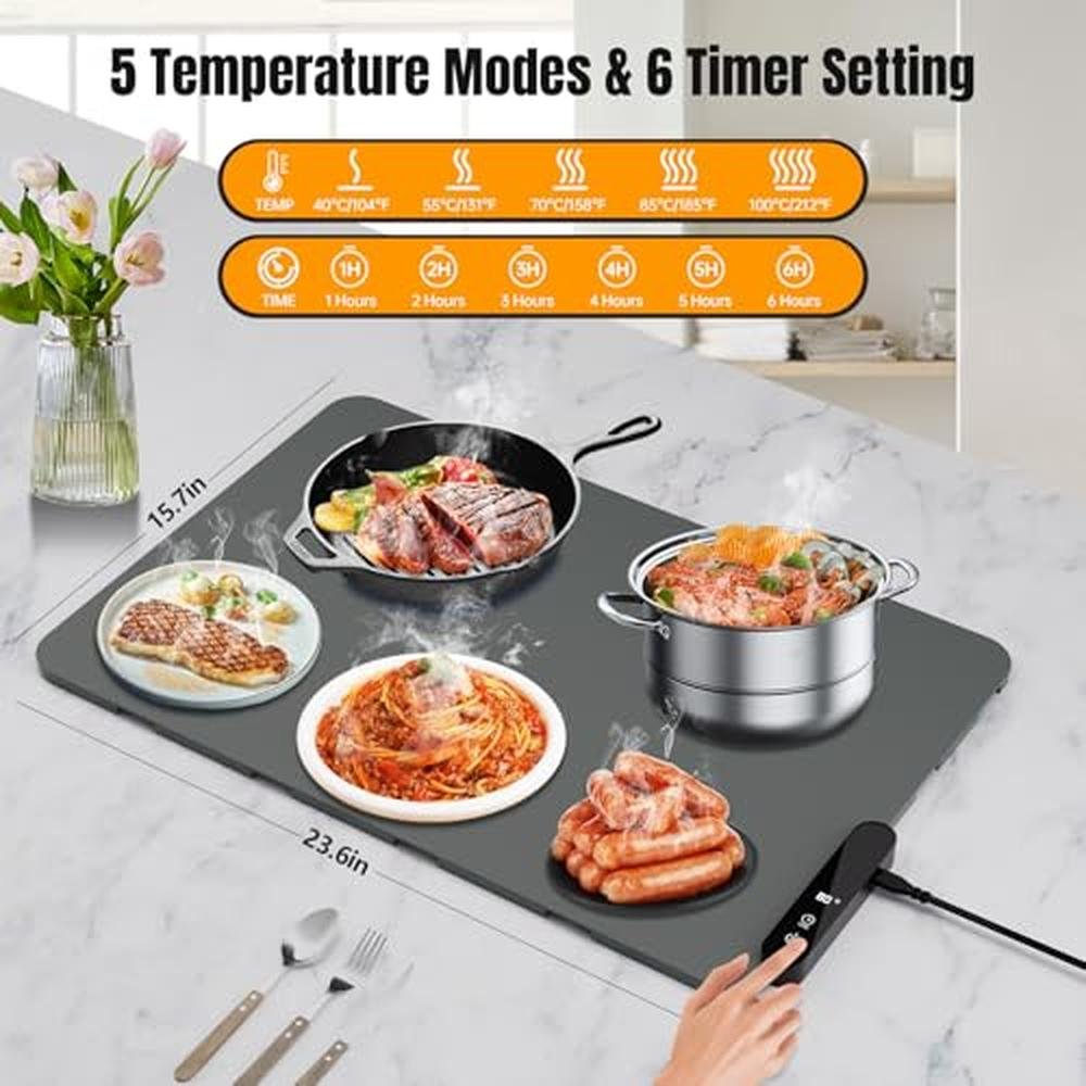 Warming Electric Tray: HASDSAGY Electric Warming Mat with 5 – Side View