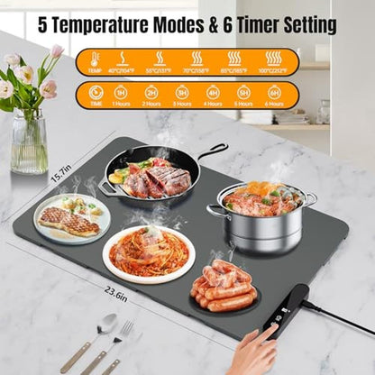 Warming Electric Tray: HASDSAGY Electric Warming Mat with 5 – Side View