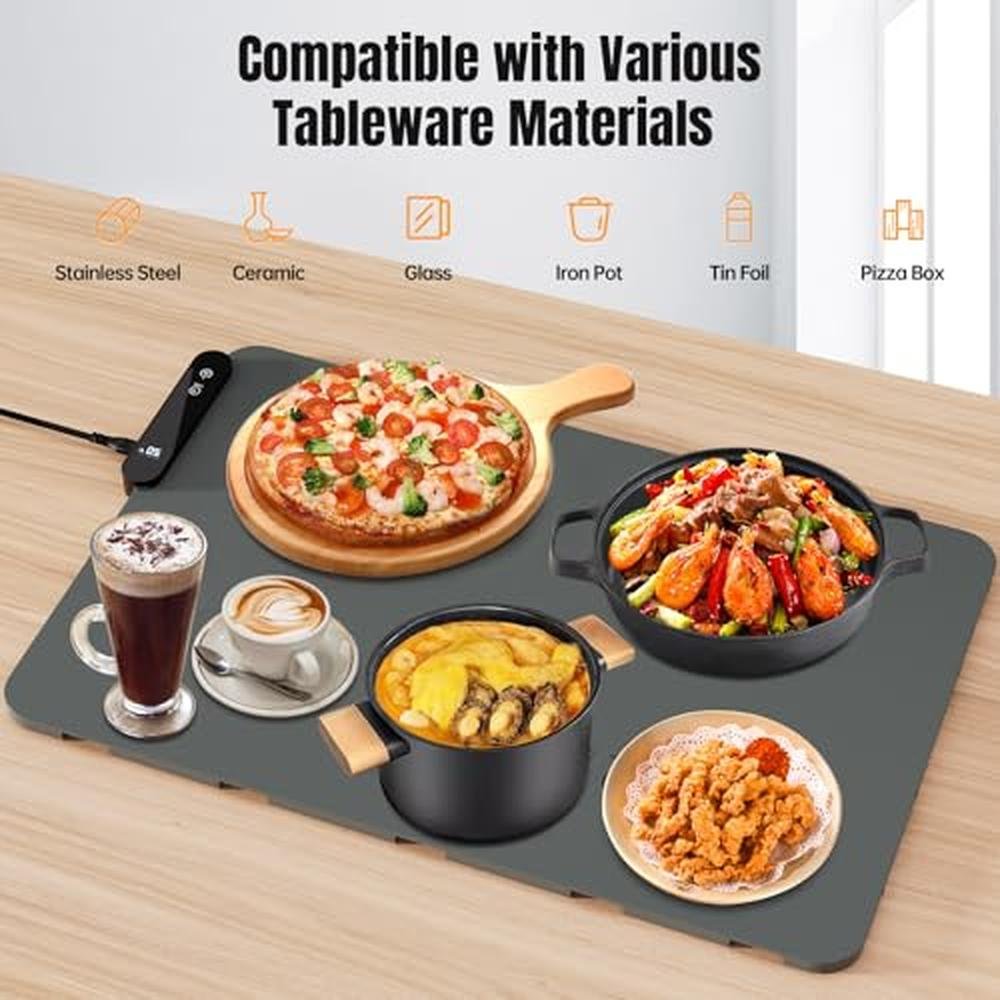 Warming Electric Tray: HASDSAGY Electric Warming Mat with 5 – In Use