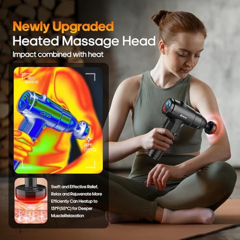 Gun Massage: AERLANG Massage Gun with Heat Deep Tissue Back – Side View