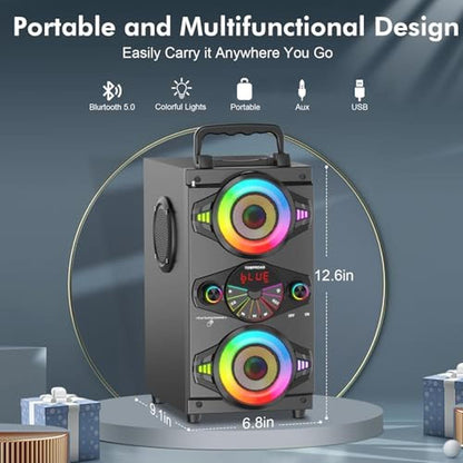 Portable Bluetooth Speakers: 60W Big Powerful Wireless Loud – Side View