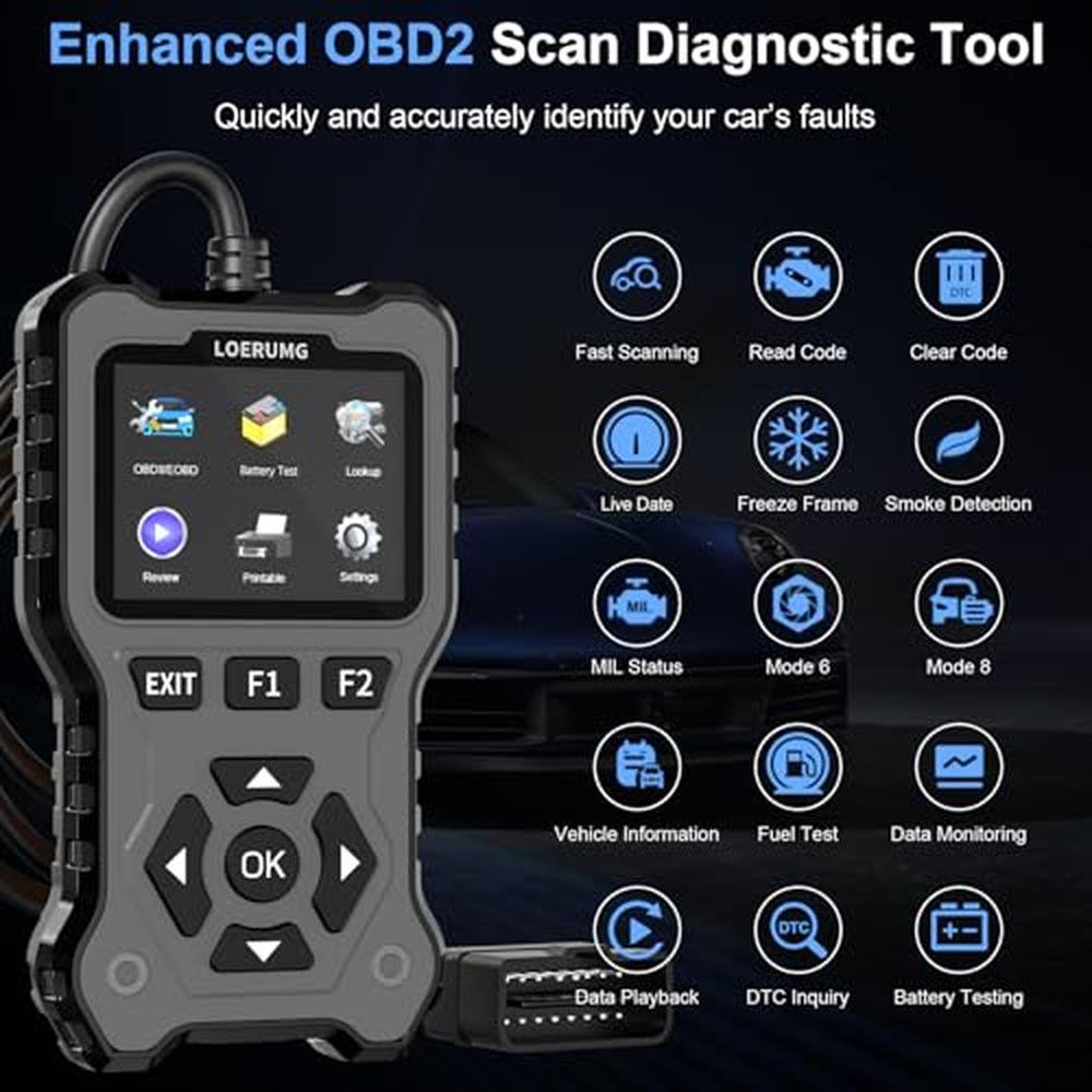 Scanner Diagnostic Tool: LOERUMG OBD2 Enhanced Check Engine – Side View