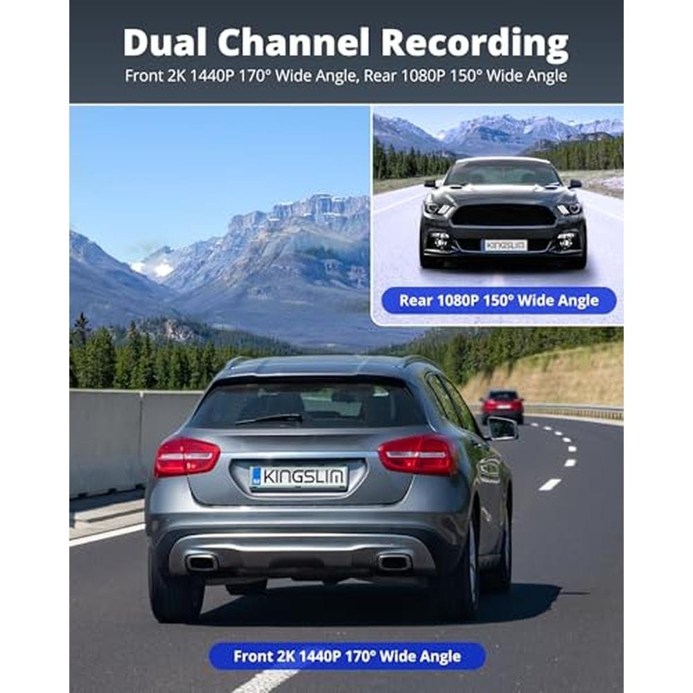 Dash Camera: Kingslim Dash Cam Front and Rear 2K+1080P Mini – Close-up Detail