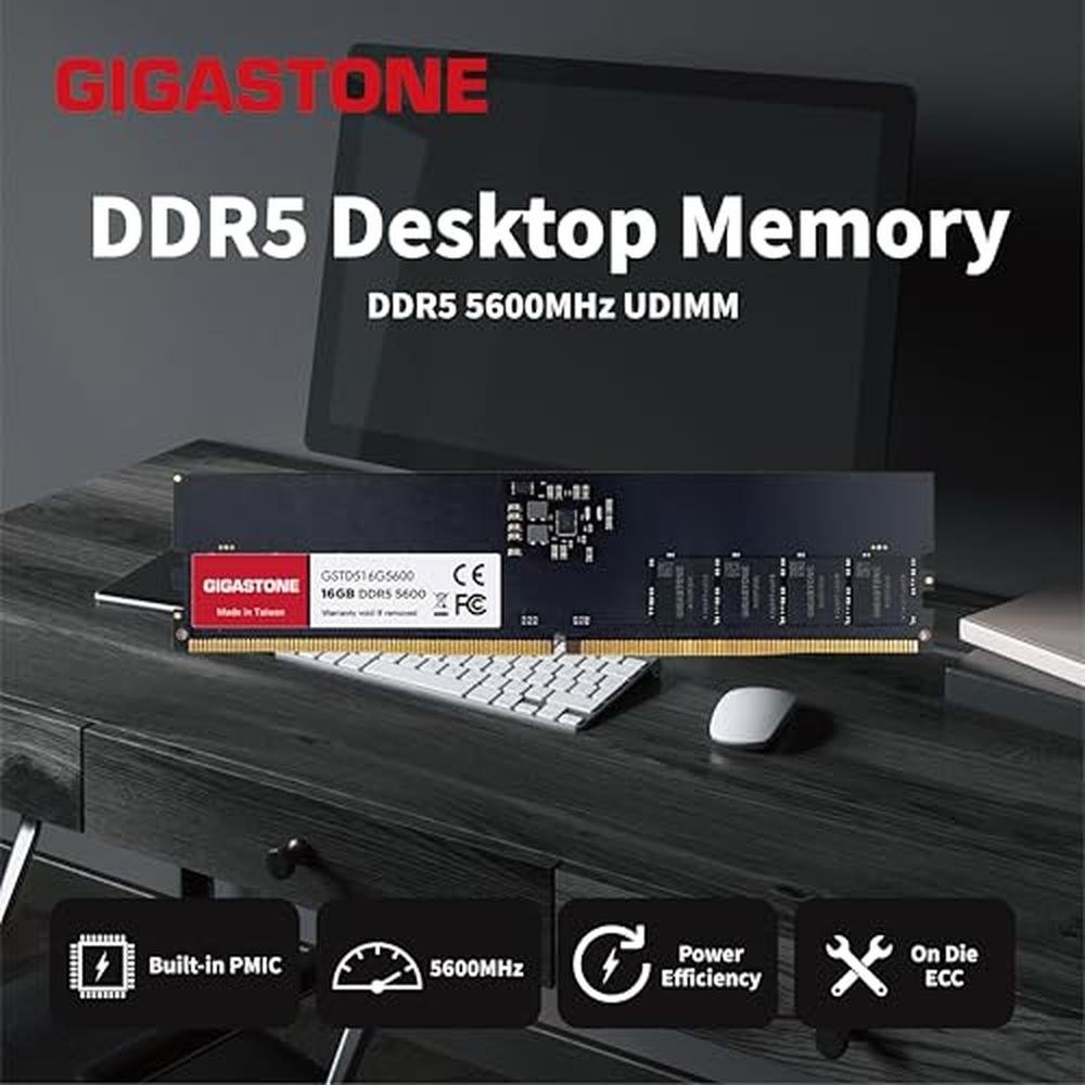 DDR5 RAM: GIGASTONE 16GB DDR5 4800MHz PC5-38400 – Side View