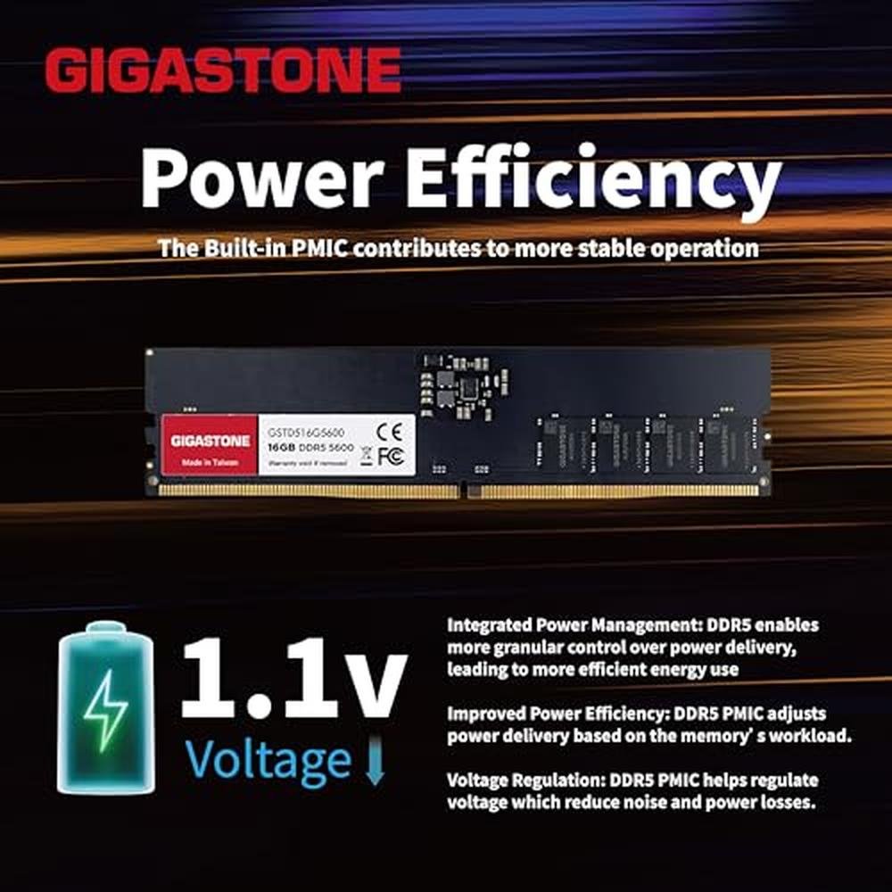 DDR5 RAM: GIGASTONE 16GB DDR5 4800MHz PC5-38400 – In Use