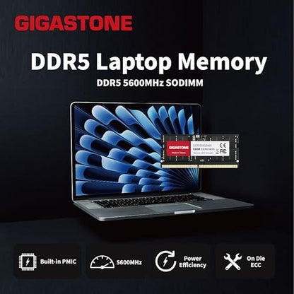 DDR5 RAM: GIGASTONE 32GB DDR5 4800MHz PC5-38400 CL40 1.1V – Side View